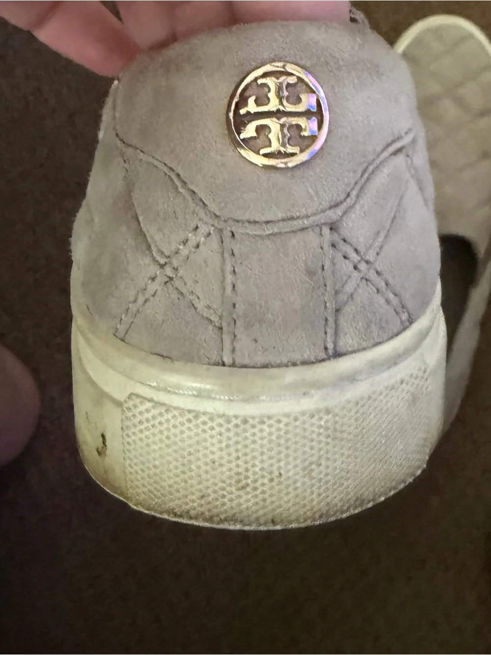 Tory Burch Quilted Slip-On Flats in Beige